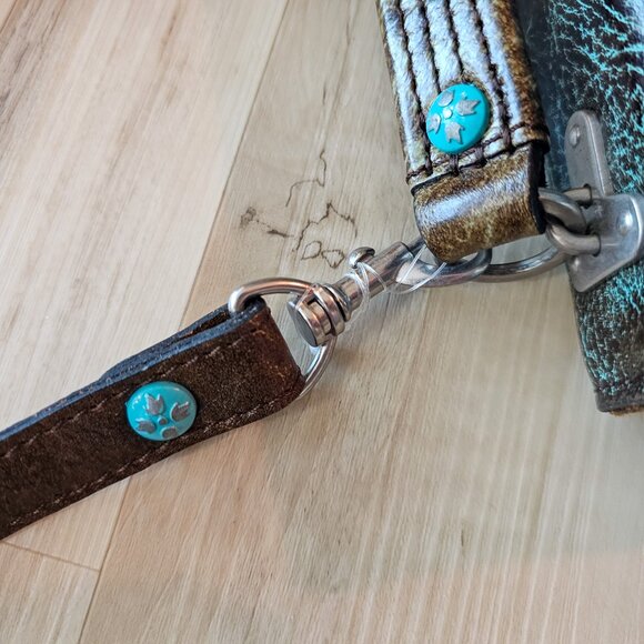 NWOT Patricia Nash Stella Flap Brown and Turquoise Handbag - Picture 10 of 15